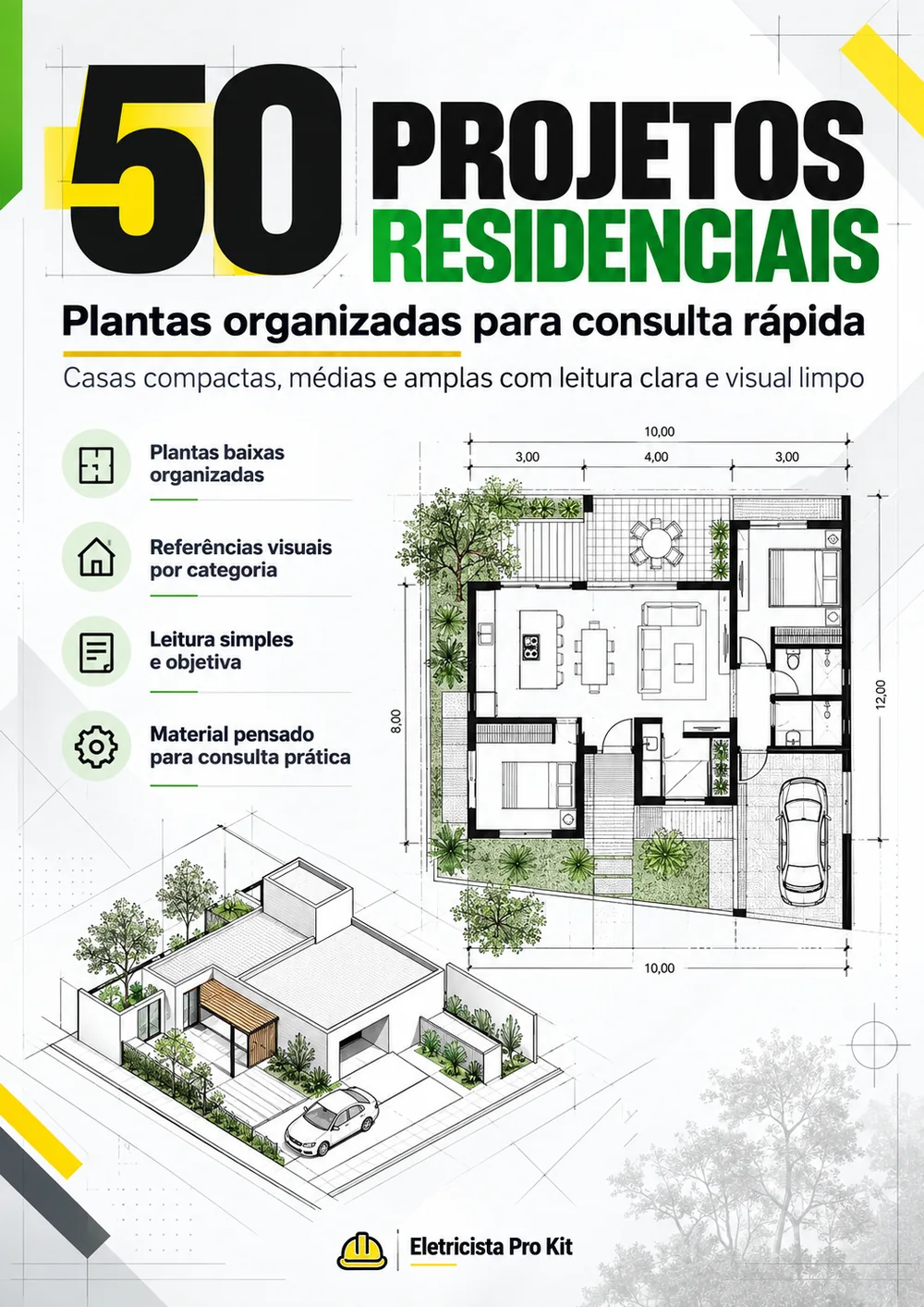 Prévia real do catálogo com 50 projetos residenciais